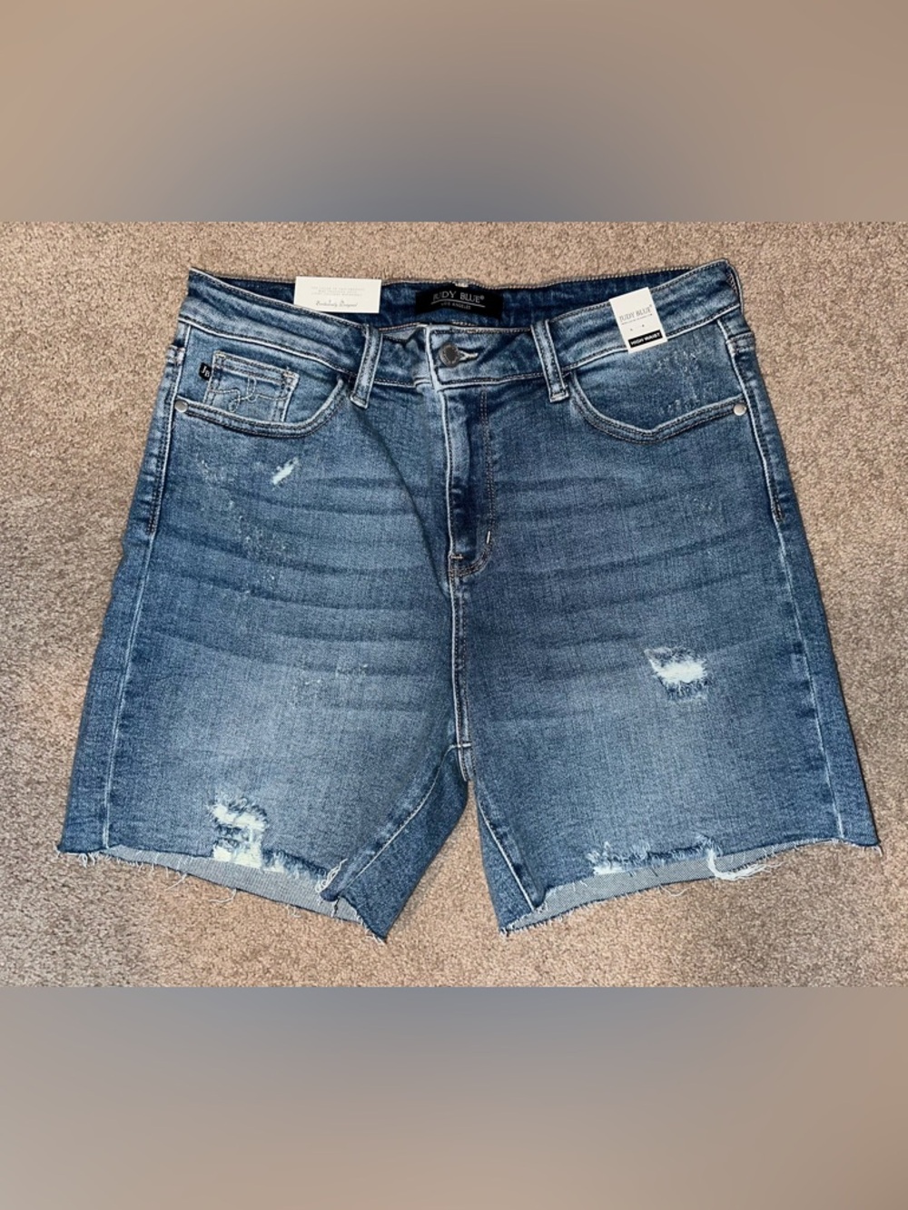 Judy Blue Distressed Denim Cutoff Shorts - Blue
